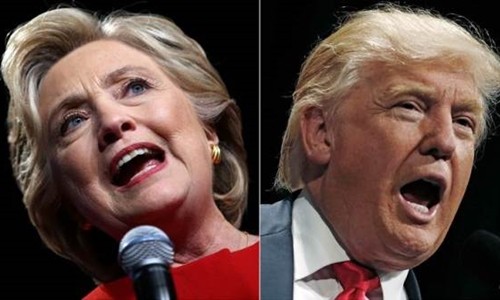 Donald Trump và Hillary Clinton là hai ứng viên sáng giá nhất trong cuộc bầu cử Mỹ. Ảnh: India Express