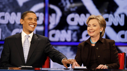 Tổng thống Mỹ Barack Obama và ứng viên tổng thống Hillary Clinton. Ảnh: CNN