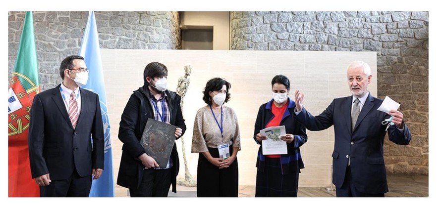 Hiện hóa thạch đang được trưng bày trong triển lãm kỷ niệm 75 năm thành lập UNESCO, tại trụ sở của tổ chức ở Paris, Pháp.
