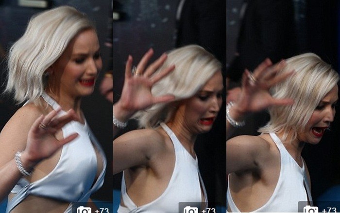 Jennifer Lawrence hốt hoảng vì sự cố trước hàng trăm ống kính