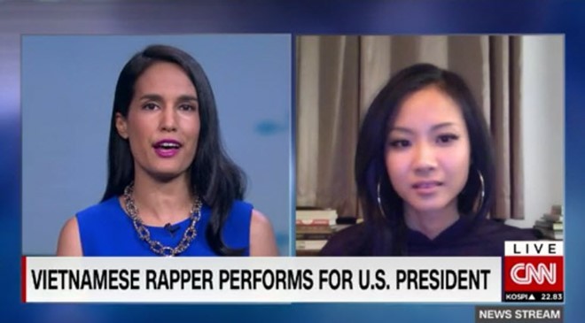 Phóng viên CNN đề nghị Suboi chấm điểm màn beatbox của Obama
