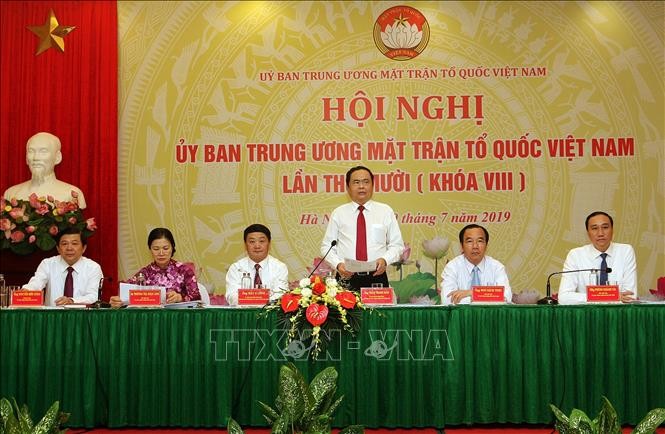 Chủ tịch Uỷ ban Trung ương MTTQ Việt Nam Trần Thanh Mẫn phát biểu ý kiến. Ảnh: Nguyễn Dân/TTXVN