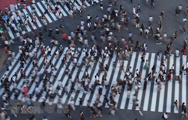 Người dân di chuyển trên đường phố Tokyo, Nhật bản. (Ảnh: AFP/ TTXVN)