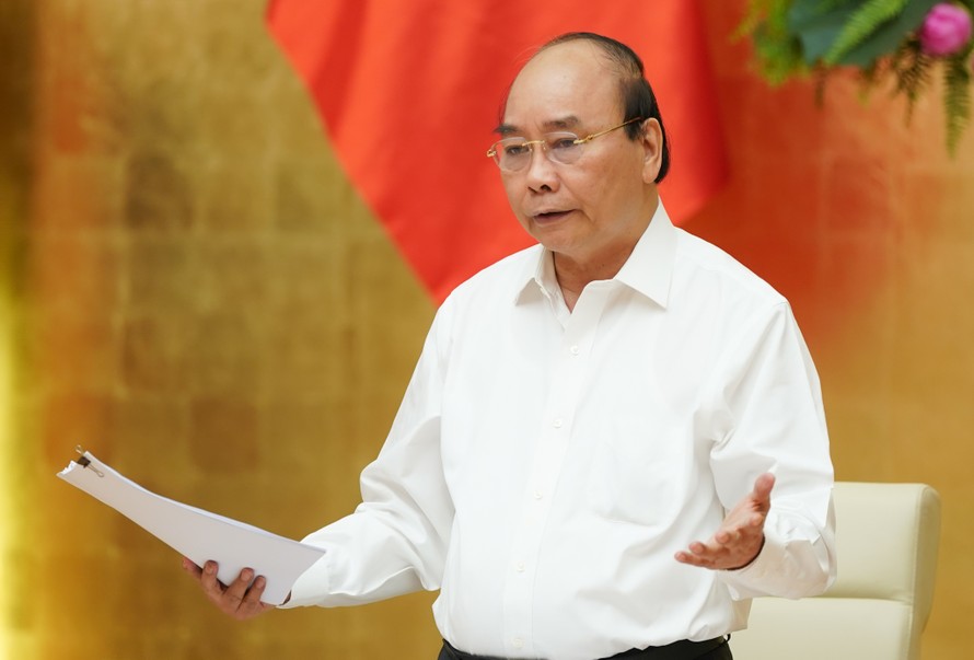 Thủ tướng nguyễn Xuân Phúc phát biểu tại hội nghị. Ảnh: VGP/Quang Hiếu