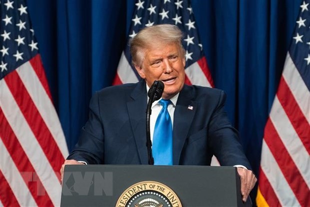 Tổng thống Mỹ Donald Trump phát biểu tại Đại hội Toàn quốc đảng Cộng hòa ở thành phố Charlotte, Bắc Carolina, Mỹ. (Ảnh: AFP/ TTXVN)