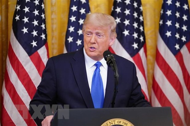 Tổng thống Mỹ Donald Trump phát biểu tại một sự kiện ở Nhà Trắng, Washington, DC. (Ảnh: AFP/TTXVN)