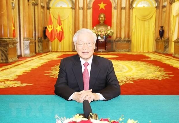 Tổng Bí thư, Chủ tịch nước Nguyễn Phú Trọng gửi thông điệp tới Phiên thảo luận chung cấp cao Khóa 75 Đại hội đồng Liiên Hợp Quốc. Ảnh: TTXVN