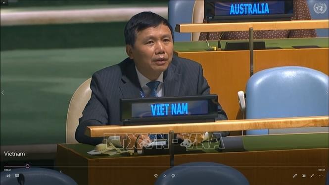 Đại sứ Đặng Đình Quý, Trưởng phái đoàn đại diện Việt Nam tại Liên hợp quốc. Ảnh: Hữu Thanh/TTXVN 
