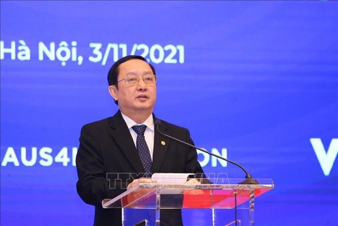 Bộ trưởng Bộ Khoa học và Công nghệ Huỳnh Thành Đạt phát biểu khai mạc Hội thảo. Ảnh: Hoàng Hiếu/TTXVN