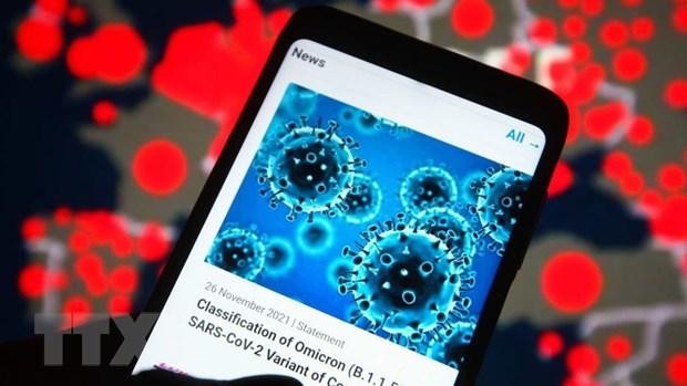 Thông báo của Tổ chức Y tế Thế giới về biến thể Omicron trên một màn hình điện thoại thông minh. Ảnh: Getty Images/TTXVN