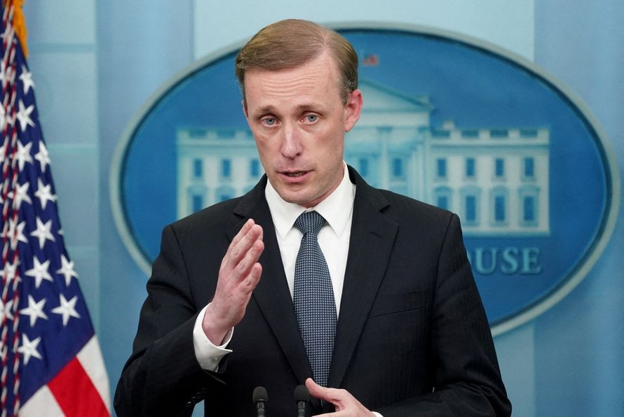 Cố vấn an ninh quốc gia Mỹ Jake Sullivan trong một cuộc họp báo tại Nhà Trắng ở Washington, Mỹ. Ảnh: Reuters