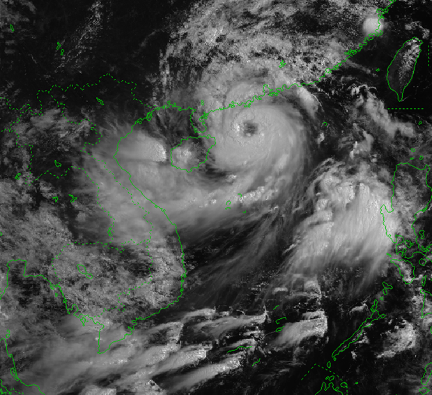 Hình ảnh vệ tinh về cơn bão số 1. (Nguồn: Trung tâm Khí tượng Thủy văn Quốc gia)