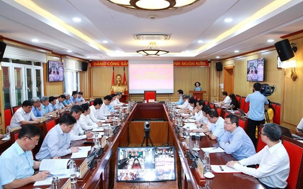 Hội nghị quán triệt, triển khai thực hiện các quy định mới ban hành của Bộ Chính trị, Ban Bí thư về công tác tổ chức xây dựng Đảng ngày 26/7. (Nguồn: TTXVN)
