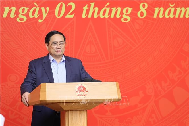 Thủ tướng Phạm Minh Chính chủ trì Phiên họp lần thứ nhất Ban chỉ đạo Xây dựng đề án tổng kết 10 năm thực hiện Nghị quyết 22 về hội nhập quốc tế. Ảnh: Dương Giang/TTXVN