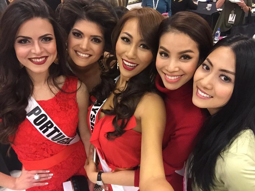 Phạm Hương ‘đọ sắc’ với Hoa hậu Philippines, Myanmar tại Mỹ