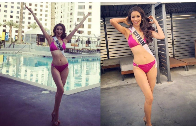 Phạm Hương khoe dáng bikini, đang dẫn đầu bình chọn Hoa hậu Hoàn vũ