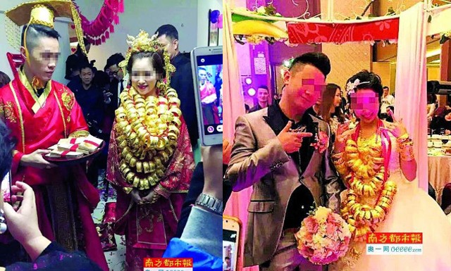 Trung Quốc: ‘Hoảng hồn’ vì cô dâu đeo trĩu vàng trong lễ cưới