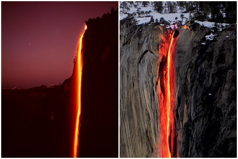 Kỳ lạ dòng ‘thác lửa’ phun nước đỏ rực như nham thạch