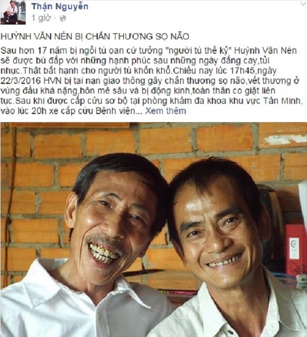 ‘Người tù thế kỷ’ Huỳnh Văn Nén bị chấn thương sọ não khi tập xe