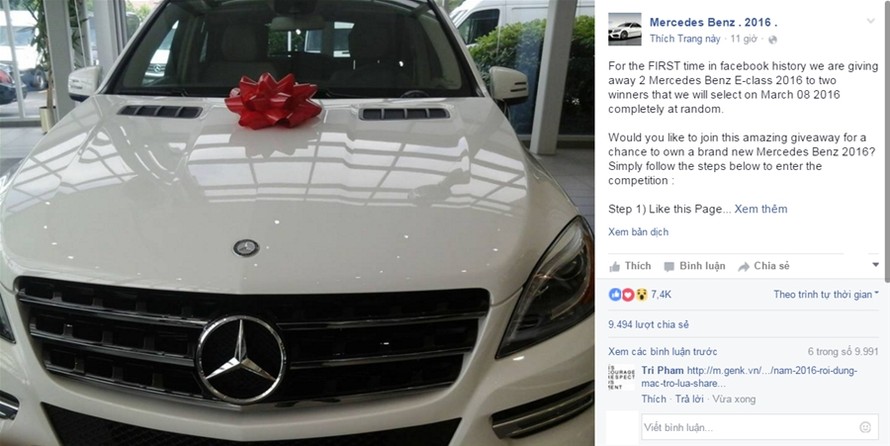 Hàng chục nghìn người bị lừa trên Facebook vì ham Mercedes