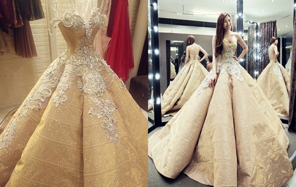Cận cảnh 2 chiếc váy cưới gần nửa tỷ của 'công chúa' Thúy Diễm