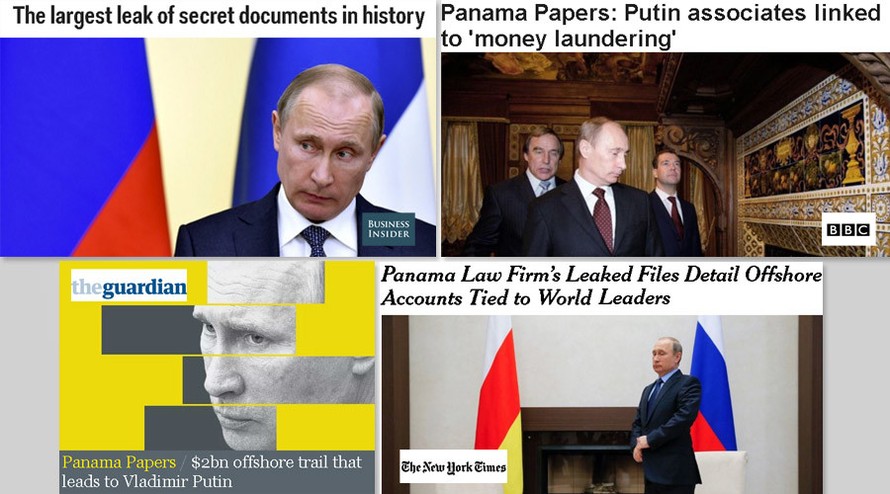 RT chỉ trích phương Tây đăng ảnh Putin liên quan đến Hồ sơ Panama